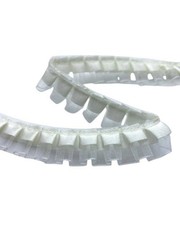 Passamaneria Nastro Plissé Doppia Balza – Organza e Raso su Tulle – Altezza 2 cm