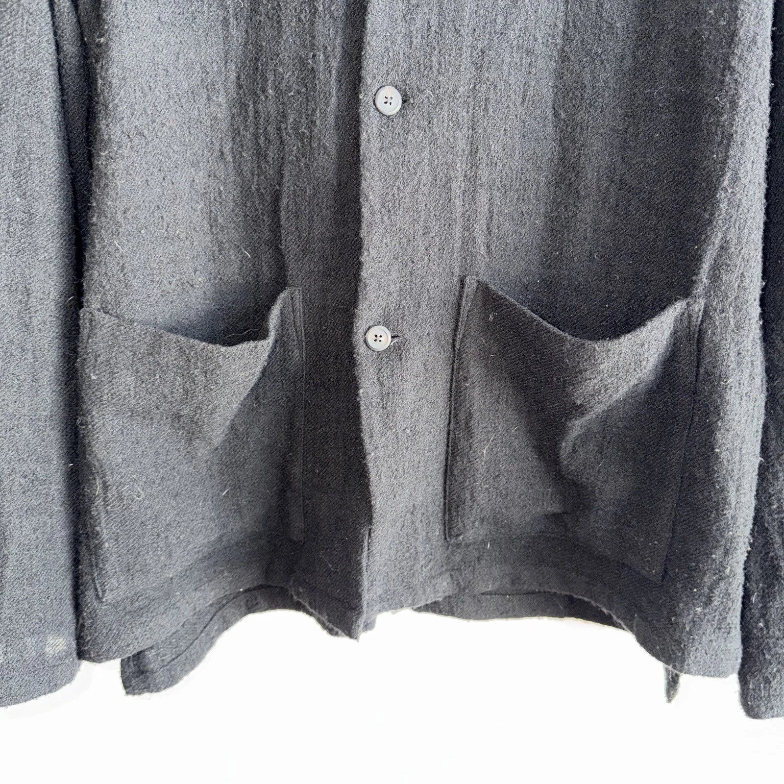 Our Legacy Haven Jacket Size 52 XL Black Shacket Chore Coat Boxy Button Wool - product detail image 3