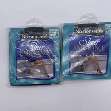 2 No Nonsense Sheer Endurance Sheer Midnight Black Control Top Pantyhose Size A