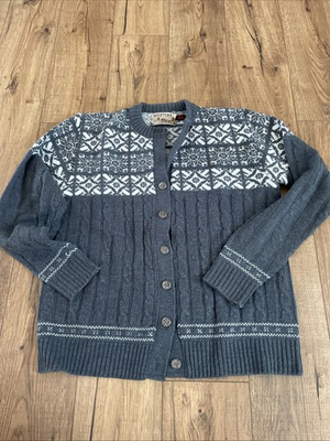 #ad Vintage Montana Woolen Shop Bozeman MT 100% Wintuk Button Cardigan Gray L 40 $32.50