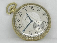 MINT STATE 12 SIZE ELGIN 14K GOLD FILL TUTONE 17 JEWEL POCKET WATCH, SERVICED!