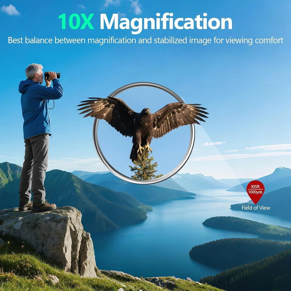 High Powered Binoculars 10x42 Waterproof Bird Watching Hunting Travel - Image 4 of 4