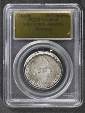 FREE SHIP PCGS Chile 1853-So Silver 50 Centavos S.S. Central America Treasure
