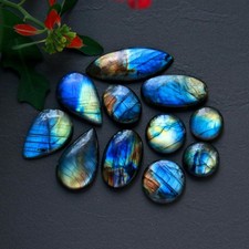 11 Pcs 210Cts Natural Labradorite Loose Cabochon Gemstone 15x15-42x15mm R-12899