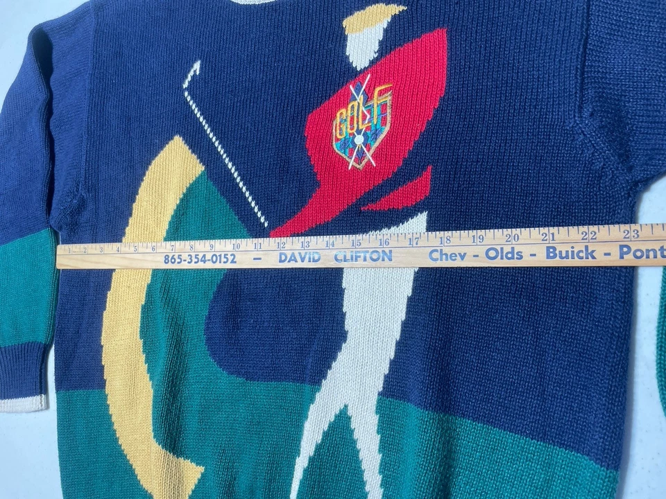 Suéter tejido de golf vintage par cuatro para hombre bloque de colores grande años 90 pulóver Foto 4 de 4