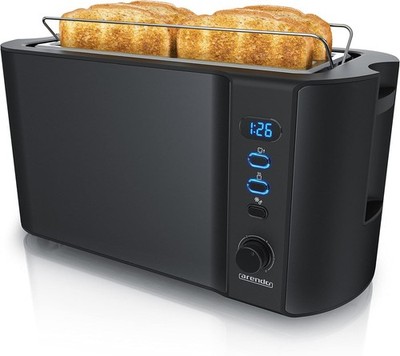 1500 Watt Langschlitz-Toaster, 4 Scheiben, doppelwandig mit Auftau-/Aufwärmoptionen