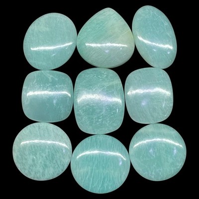9 Pcs Natural Amazonite 29-37mm Huge Pendant Size Loose Cabochon Gemstones Lot