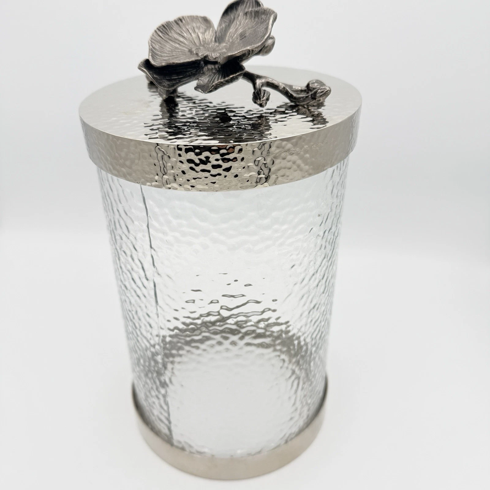 Michael Aram Black Orchid Canister Medium Pebbled Glass Lidded Jar 10"H x 6"D