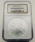 2008 Silver Eagle $1 Gem Uncirculated NGC 1 Oz Fine Silver #4491
