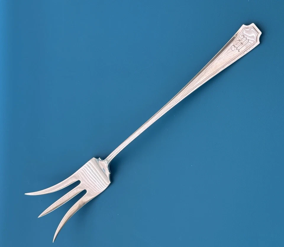 Garfo de servir alface grande prata esterlina Durgin FAIRFAX com monograma - Imagem 2 de 4