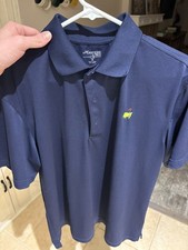 Masters Tech Golf Polo Shirt Mens Medium Navy Blue Short Sleeve Augusta