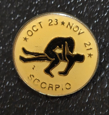 Vintage Scorpio Zodiac 1  Metal Enamel Lapel Pin Pinback Button Sexual C5