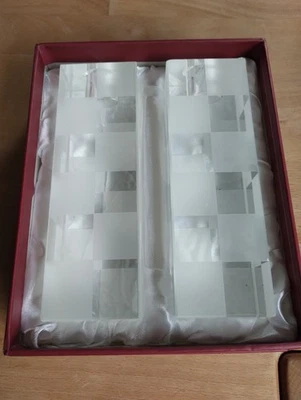 2er Set Lucien Piccard Frosted Glas Kristall Würfel Kerzenhalter Schachbrett - Bild 1 von 4