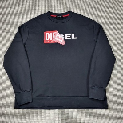 Diesel Samy Felpa Sweatshirt Herren XL Schwarz Spellout Logo Oversized Relaxed