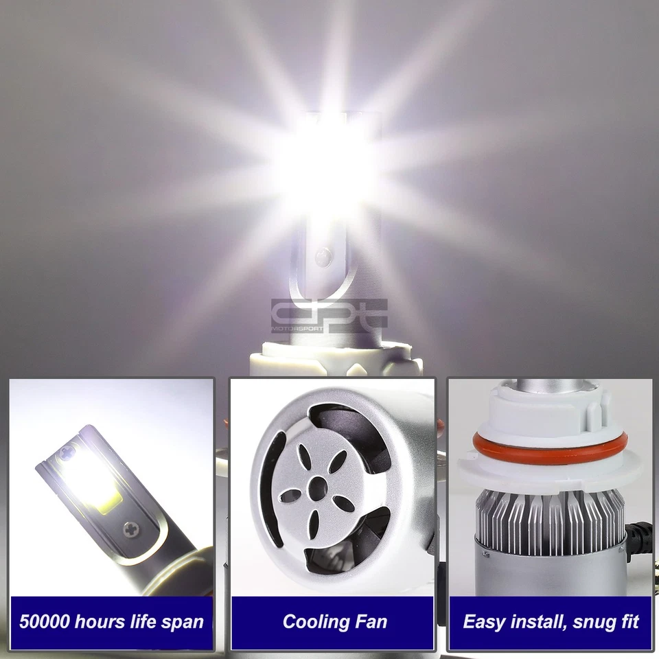 6000K 高性能白色 LED 灯 9006 头灯灯泡套件 + 冷却风扇 — 第 4/4 张图片