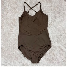 Lands End Brown Surplice Wrap One Piece Swimsuit Adjustable Straps 12L NEW