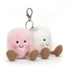 Plush Key Chain Pink White Brown Cute Food Theme for Women