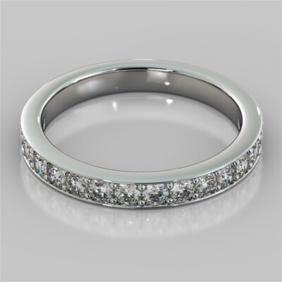 0.30 Ct Round Cut Real Moissanite Wedding Eternity Band 14K White Gold ...