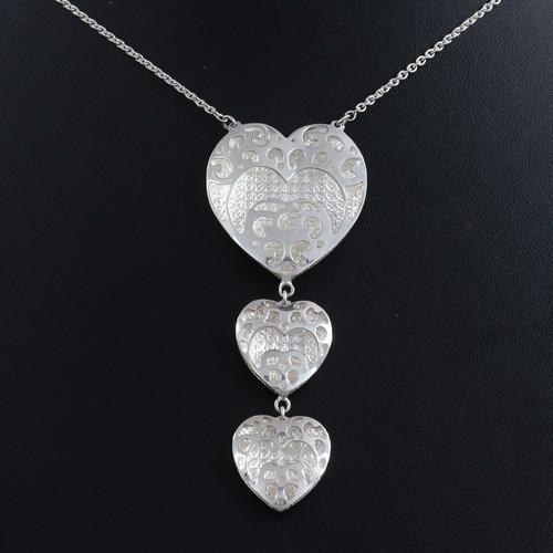 Heart Necklace Pendant Women Solid 925 Sterling Silver Love Heart Jewelry Chain - Picture 2 of 8