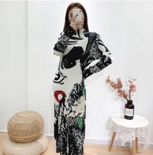 NEW Fashion Womens Floral Printed Dress Long Dress Lang Sleeves Loose Free SIze