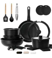 KIKCOIN 20 Pcs Pots and Pans Set Non Stick, Detachable Handle Cookware Set