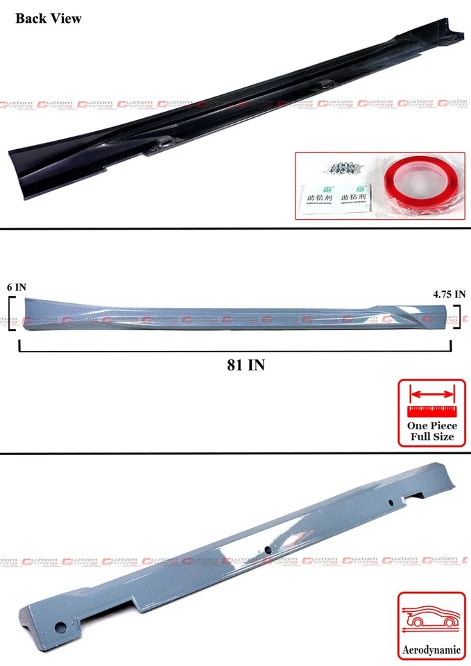 For 18-22 Honda Accord ACR Sonic Gray Pearl Direct Add On Side Skirt Extensions - Image 3 of 4