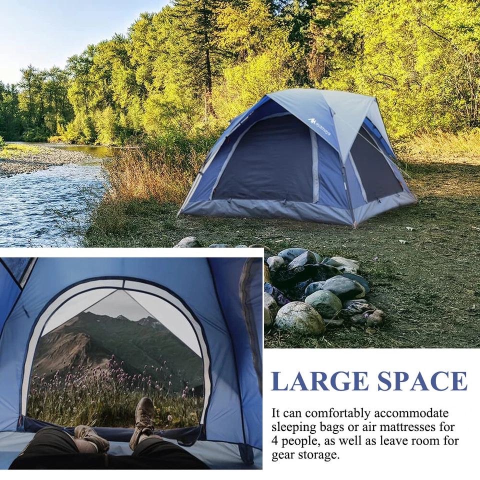 Waterproof 4 Person Dome Camping Tent Easy Setup for Family Hiking Traveling - Image 4 of 4