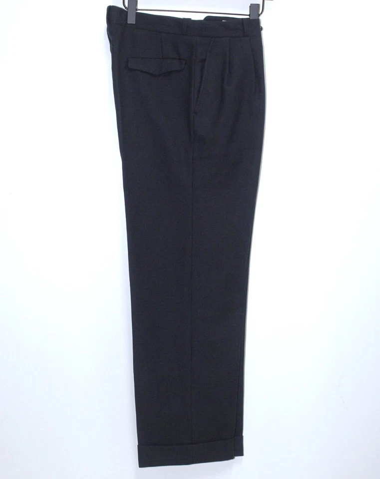 Pantalones de traje plisados de lana azul/marrón franceses Rockabilly años 50 W35 Foto 3 de 4