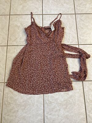Francesca's Trixxi Floral Dress Mauve Spaghetti Strap Sz Large NWT $56 Boutique