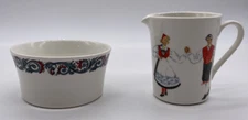 Figgjo Flint Norway Vintage China Hardanger Dancers Creamer And Sugar Bowl Set