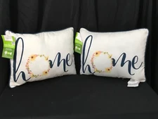 2021 Mainstays Home Navy Blue and White 16" x 12" Outdoor Lumbar Throw Pillows