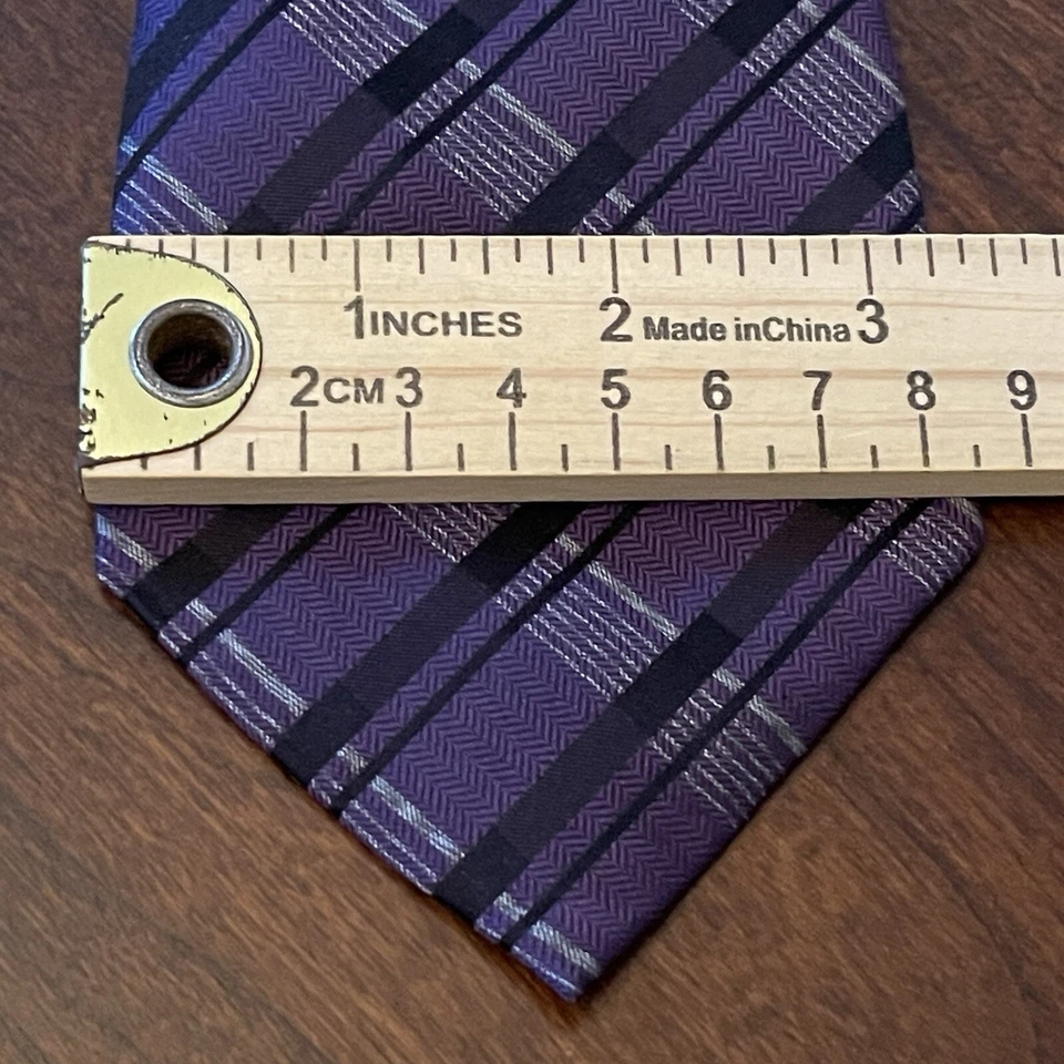 Corbata de cuello Claiborne púrpura negra 100 % seda para hombre hecha en China Foto 4 de 4