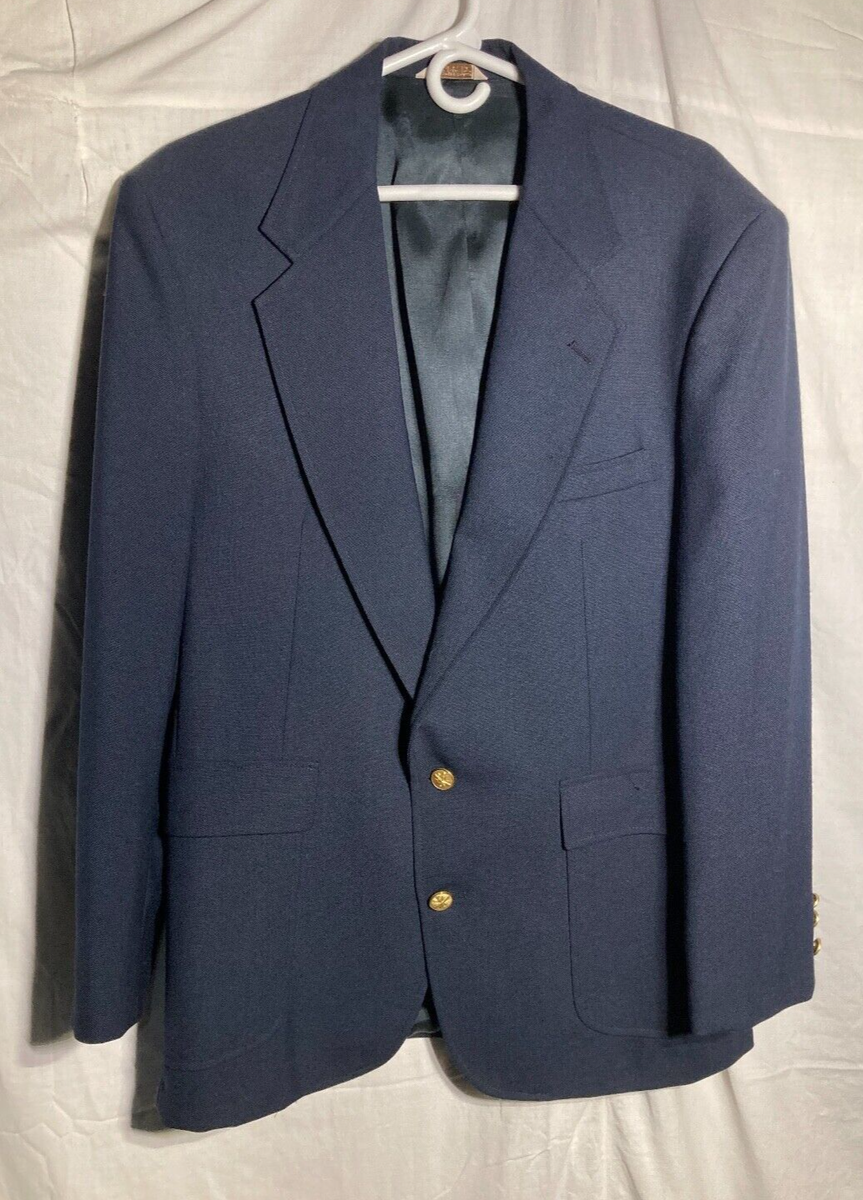 Croft Barrow Button Blazer Sport Coat Dinner Jacket Men's Navy - Main Image