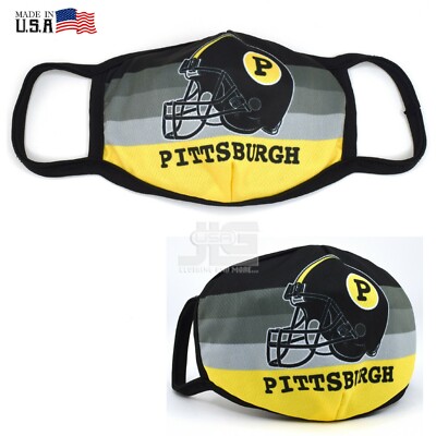 cloth mask for football helmet Pittsburgh Fashion Black Gold Cloth Face Mask Football team Helmet Washable