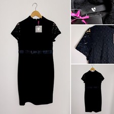 Very Black Lace Bow Detail Pencil Wiggle Dress Size 12 BNWT Smart Formal