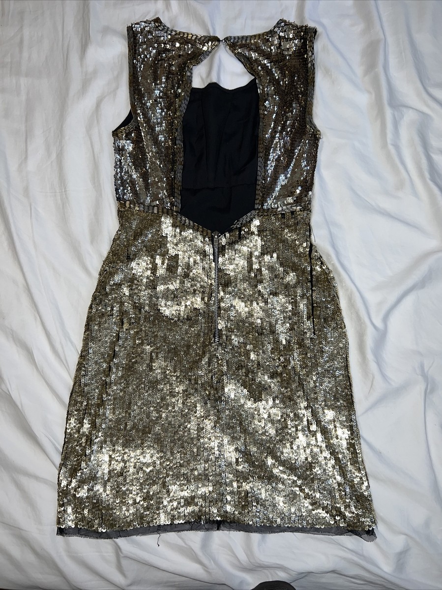 slim fit dress slacks Simkhai Women's Opal Sequin Mini Long Sleeve Dress in Gold, Size 0 main image 1