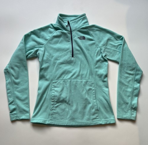 The North Face Small Women Fleece 1/4 Zip Up Turquoise Jacket Embroidered Logo - 第 1/11 張圖片
