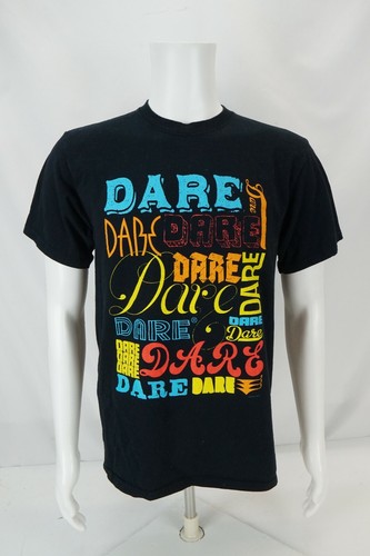 Dare T-shirt Black Mens Medium AOP All 