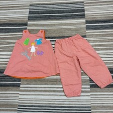 Mulberry St. Outfit Reversible Top Embroidered Gingham Halloween Orange Size 2