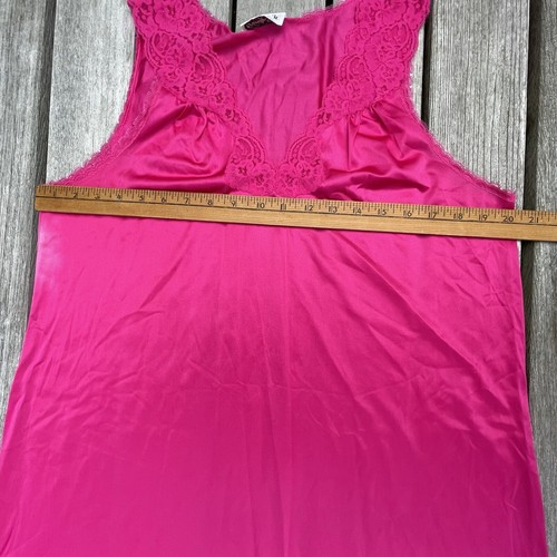 Vanity Fair Womens Gown Dress Size M Pink Sleeveless Satin Lace Trim Slip Vtg - Picture 6 of 7