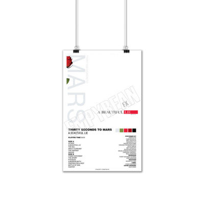 30 Thirty Seconds To Mars A Beautiful Lie Vinyl Record LP Album Poster Art Print