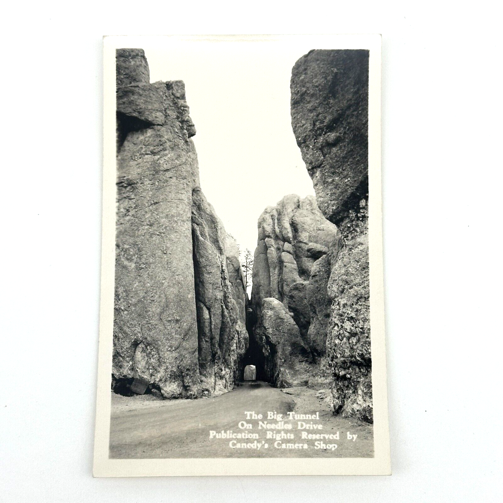 RPPC Big Tunnel Needles Highway South Dakota Canedy Camera Shop Vintage Photo