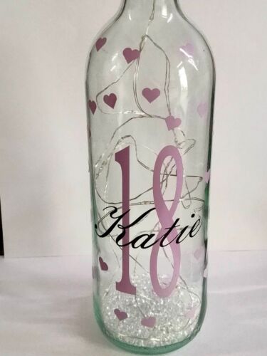 Botella iluminada de cumpleaños personalizada regalo 16 18 21 30 40 50 60 - Imagen 1 de 14
