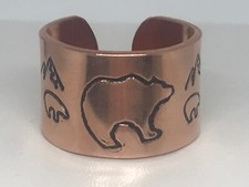 COPPER RING 1/2inch Wide Band sz.7 Zuni Bear ring Made in the U.S.A. CR-079