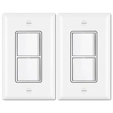 	BESTTEN 2 Pack Double On/Off Rocker Light Switch Single Pole Combination Int...