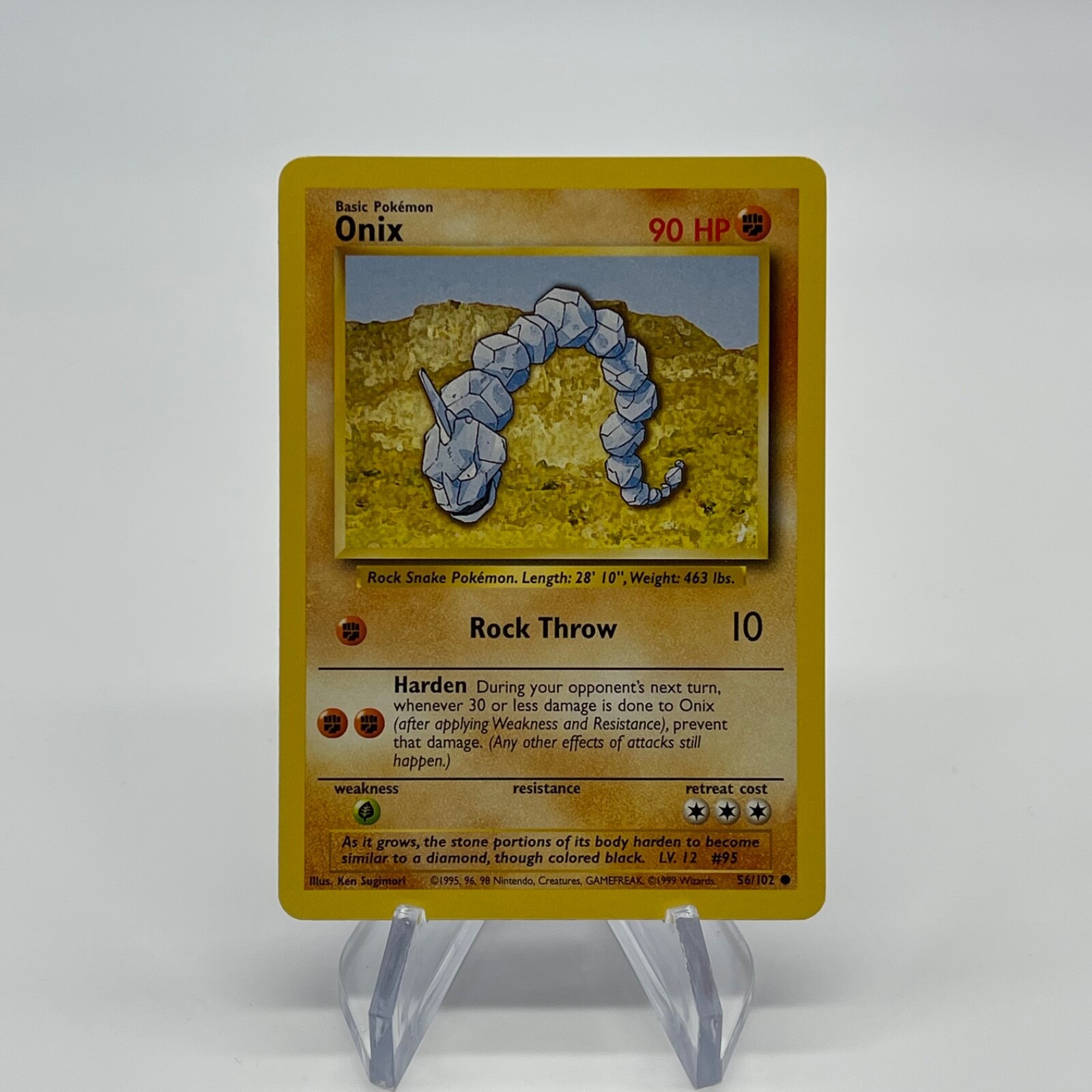 Onix 56/102 - Common 1999 English Base Set Pokemon Card - Near Mint (NM) & LP