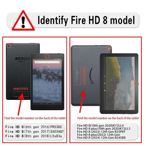 Shell Tablet Cover Case For Amazon Fire HD 8/8 Plus/HD 8 12thGen 2022 2024 +Pen - Picture 2 of 26