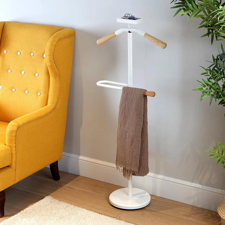 SERVO MUTO, APPENDIABITI, INDOSSATORE IN LEGNO E METALLO BIANCO P25x44x108 cm - Immagine 2 di 4