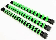 3 GOLIATH INDUSTRIAL ABS MOUNTABLE SOCKET RAIL RACK HOLDER ORGANIZER LIME GREEN