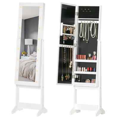 Freistehender LED verspiegelt Schmuck Schrank Boden Organizer mit 3 Winkel Werbung